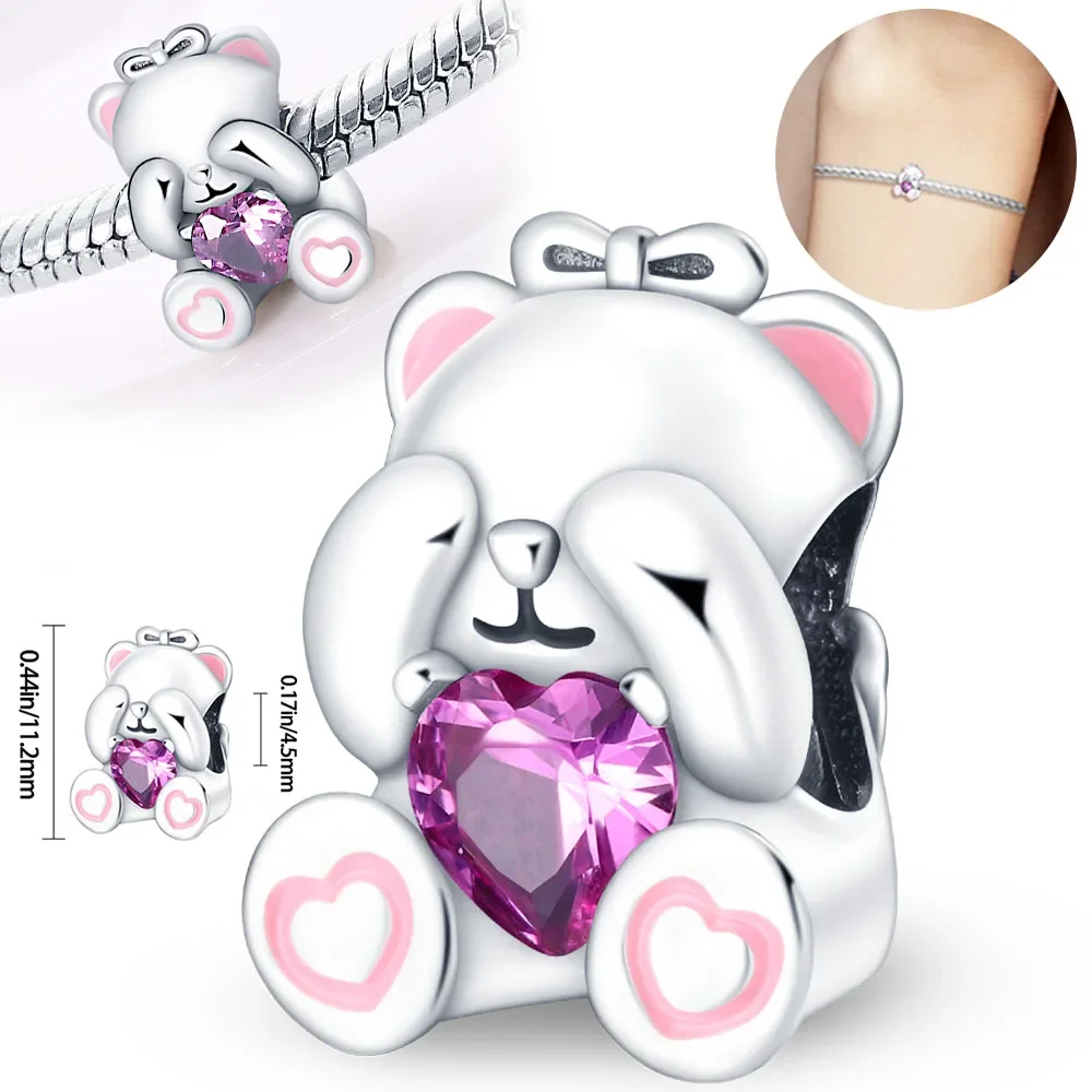 Matte Color 925 Sterling Silver Two-tone Movable Monkey Dangle Charm Fit DIY Bracelet Necklaces Cute Animal Jewelry Pendant