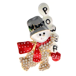 CINDY XIANG Rhinestone Snowman Brooches For Women Fashion Enamel Cute Christmas Pin 2 Colors Available High Quality New 2021
