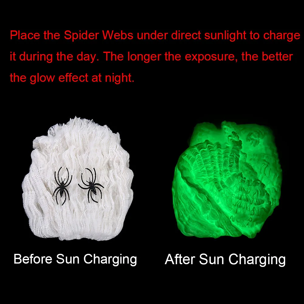 Halloween Fluorescent Spider Webs,Glow In The Dark Spider Webs,Halloween Cobweb,Outdoor Horror Decorations
