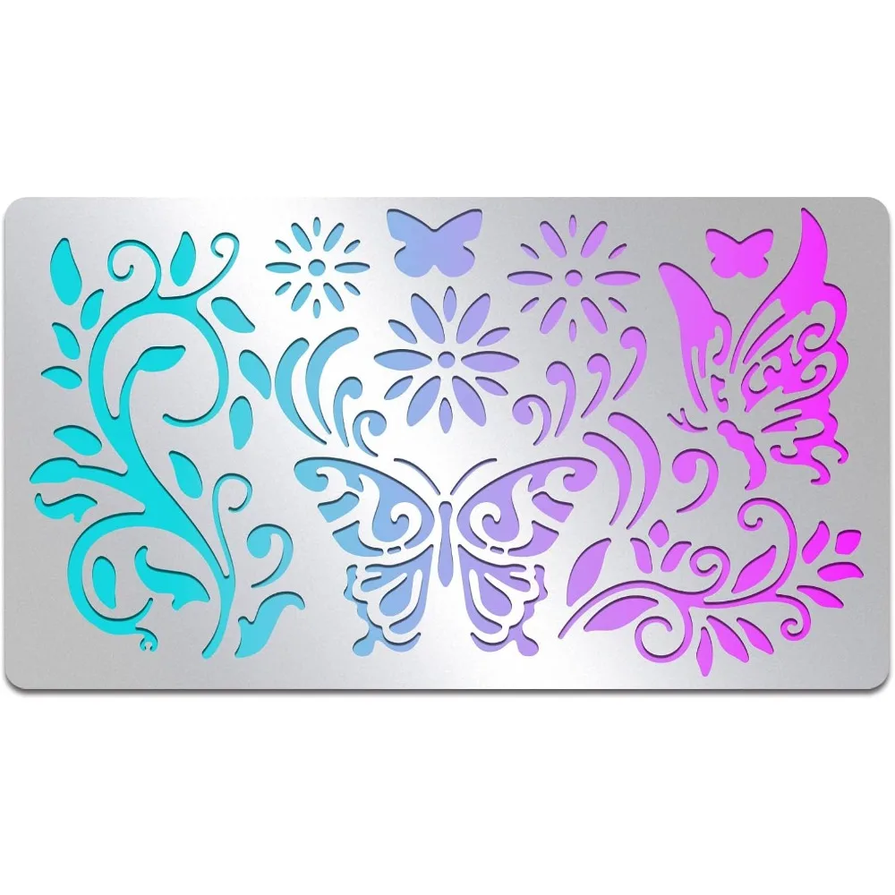 

Butterfly Stainless Steel Stencil Floral Frame Pattern Metal Journal Template for Wood Burning Engraving Painting Scrapbooking