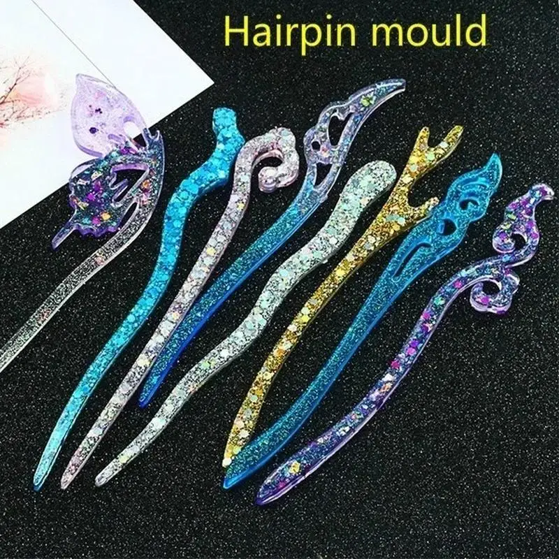 New Transparent Hairpin Silicone Special Mould For Resin DIY Hair Jewelry Making Mold Epoxy Resin Molds Ladies Hair Decorative