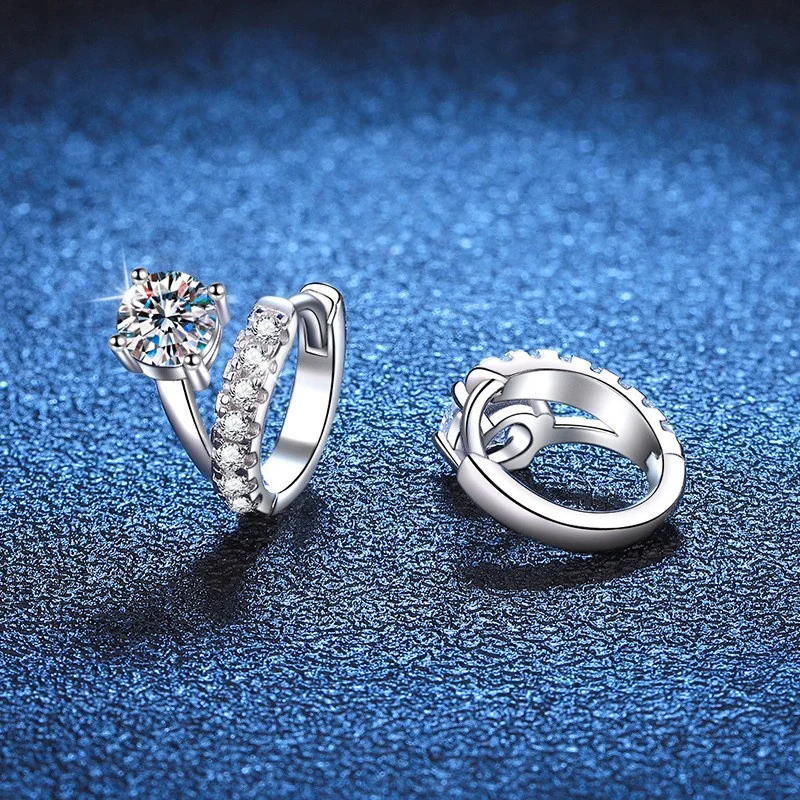 E095Lefei Fashion Classic Luxury High Quality Moissanite 1CT Asymmetric Earring For Women 925 Sterling Silver Party Jewelry Gift