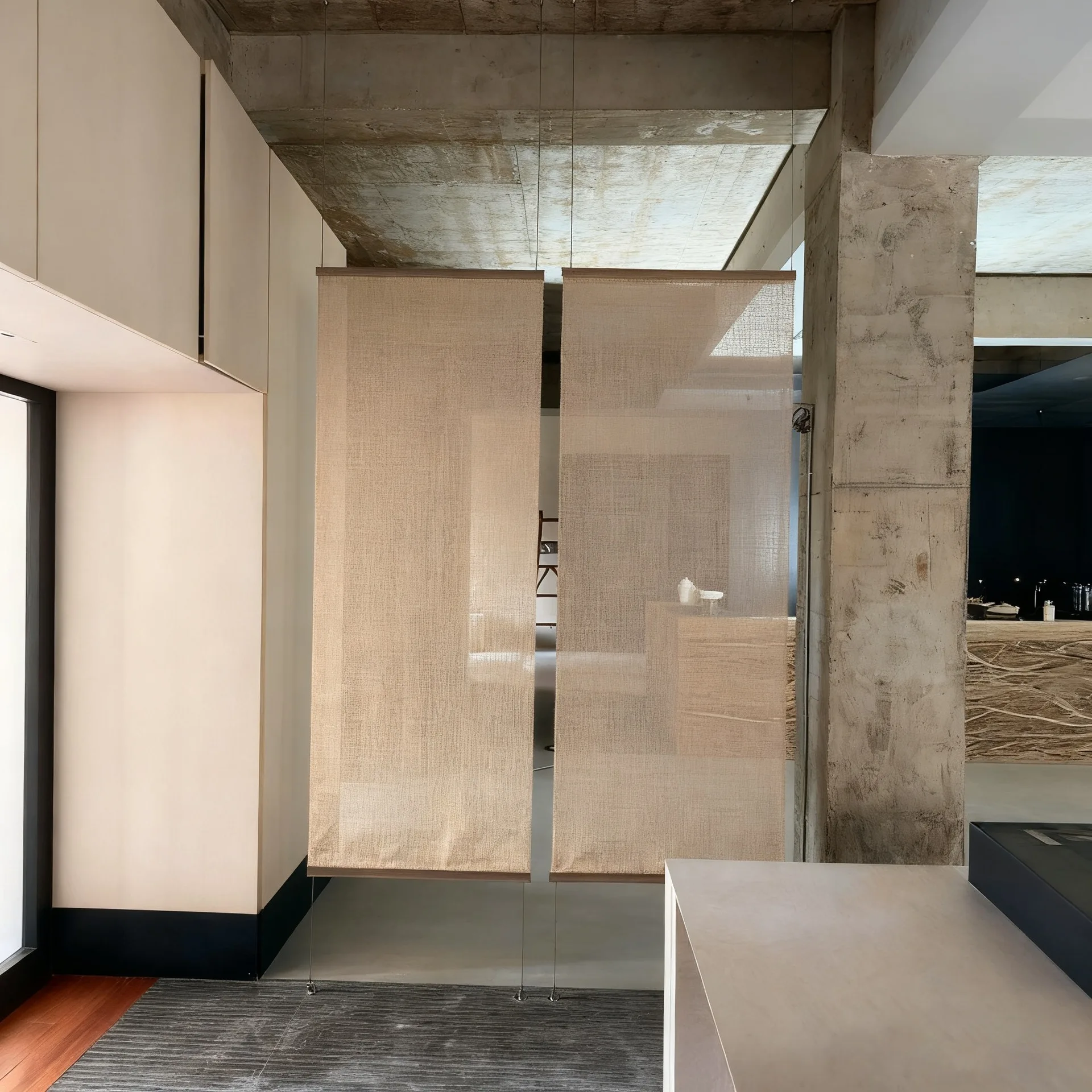 Japanese-style linen hanging curtain partition living room study office space partition curtain semi-transparent fabric hanging