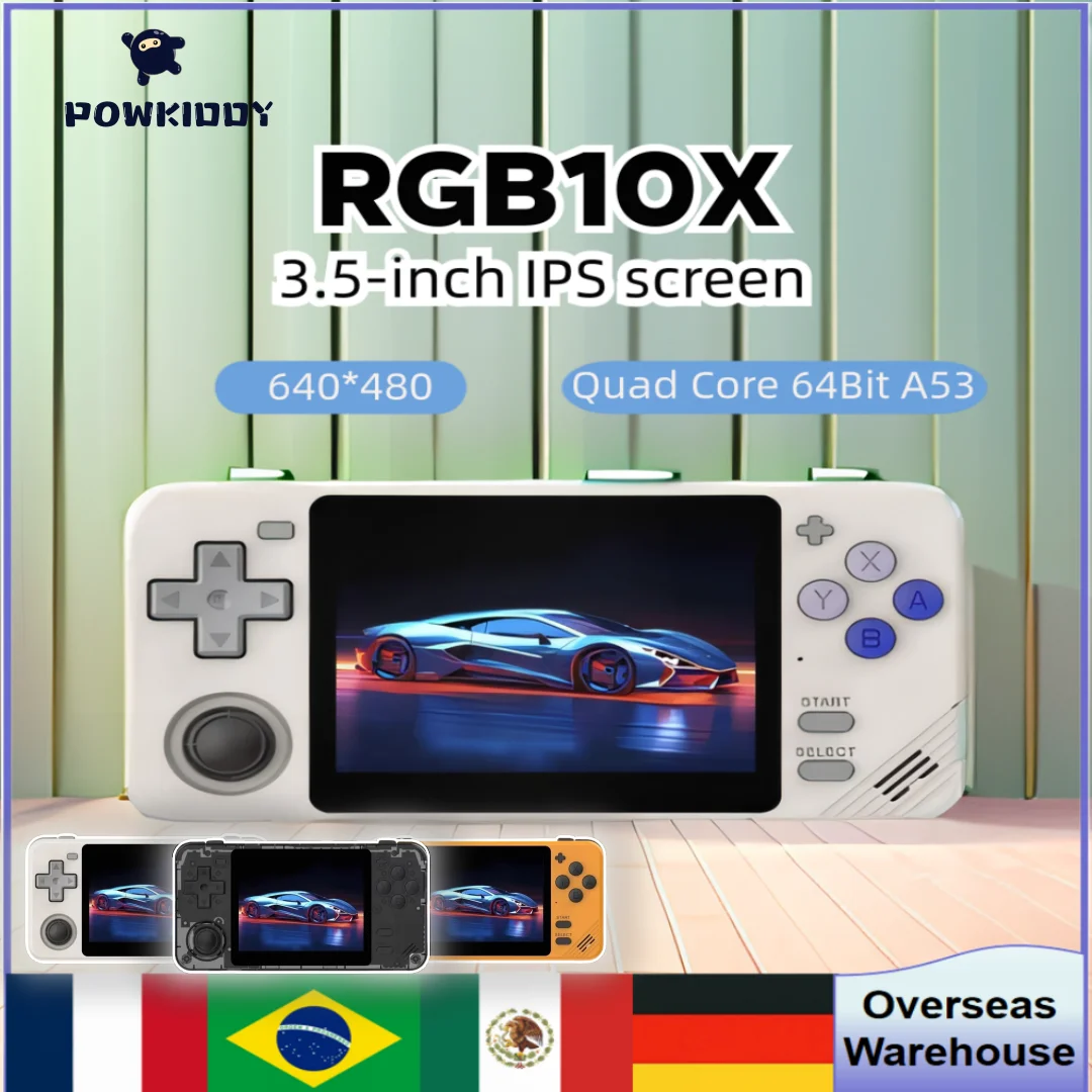 POWKIDDY RGB10X Retro Handheld Game Console Opendinglinux Gaming Consoles 3.5 Inch IPS Screen RK3326 Game Player Children's Gift