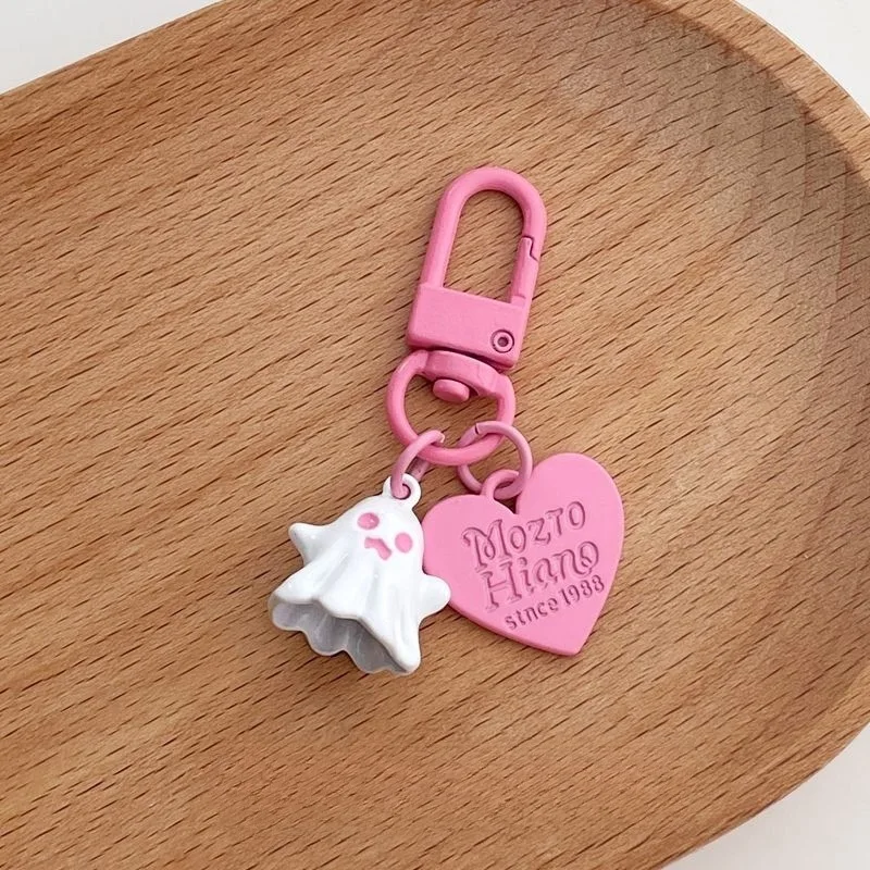 15pcs/set Cute Solid Ghost Keychains Heart Key Rings For Friends Boys Girls Funny Halloween Gift Handmade DIY Jewelry