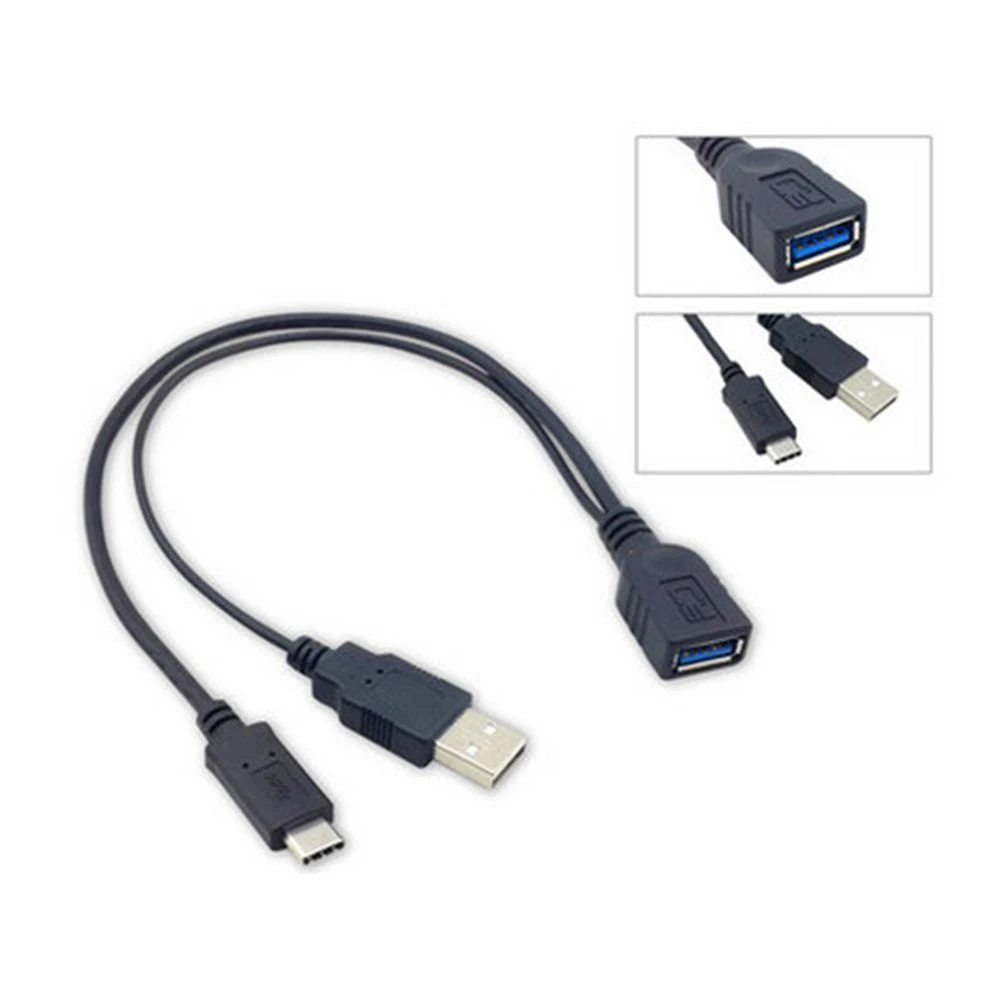 Kabel adaptor OTG USB 3.1 tipe-c, kabel data catu daya USB male ke USB 3.0 female, kabel adaptor OTG terhubung ke USB drive dengan kabel data catu daya