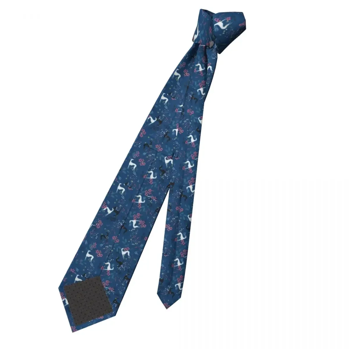 Custom Sighthound Greyhound Flower Love In Blue Tie for Men Formal Whippet Dog Silk Party Necktie