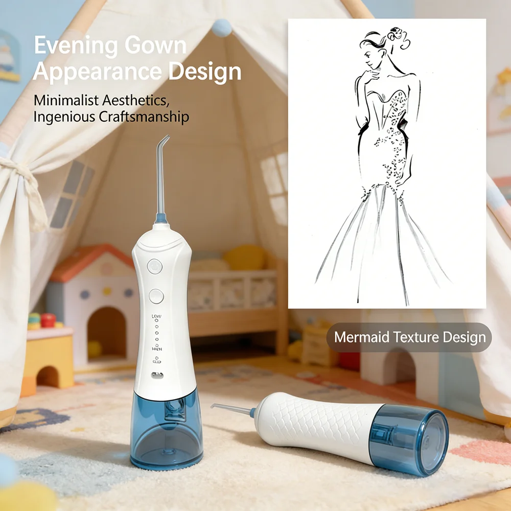 

Портативный стоматологический ирригатор для полости рта, 300 мл, водонепроницаемая ирригатор для воды IPX7, 5 режимов, 5 насадок для чистки зубов дома и путешествий