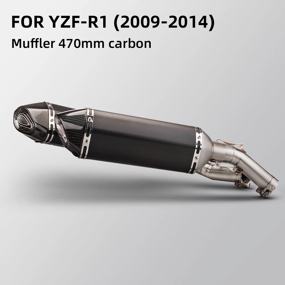 

For YZF-R1 2009-2014 Motorcycle Exhaust Double Exit Middle Tail Link Pipe Stainless Mid Tube Connect Two 470MM Carbon Muffler
