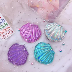 Shell Shape Makeup Mirror Double-Sided 2X Magnifying Vanity Folding Laser Mini Pocket Cosmetic Mirror Hand Compact Beauty Mirror