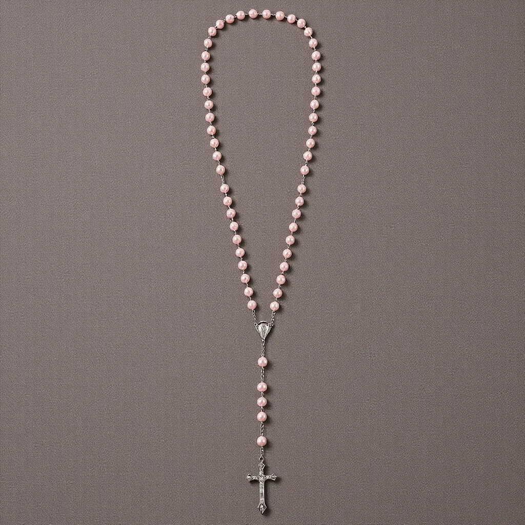 

Religious Rosary Beads Necklace with Pearls Women's Prayer Jewelry Lightweight Non-Irritating Skin Safe for Party Daily Use