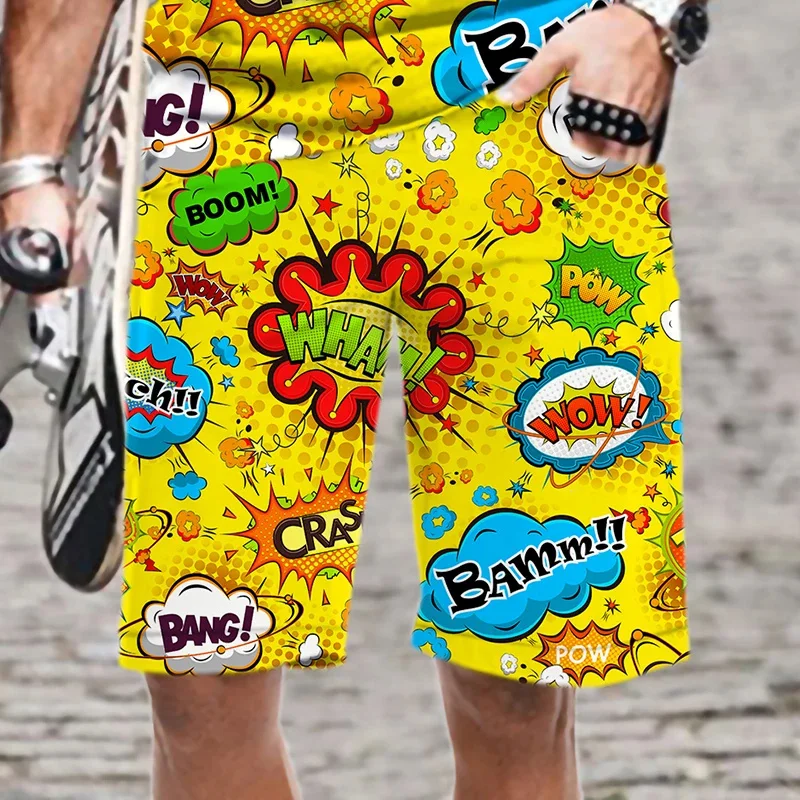 Summer Hawaiian New 3D Boom Bang Printing Beach Shorts Men Fashion Streetwear Board Shorts Haeajuku Cool Swimming Trunks Clothes