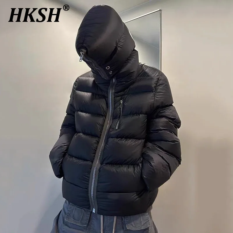 HKSH Winter New Men's Tide Punk RO Style Shark Hooded Padded Jackets Women Streetwear Zipper Coat Dark Down Parkas Down HK2446