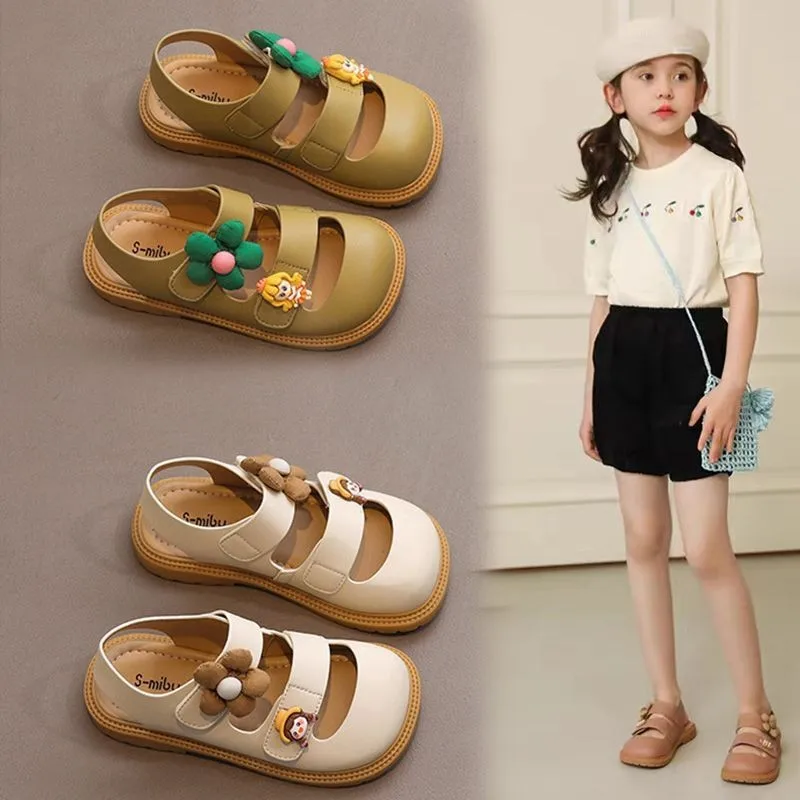 Girls' Sandals 2024 New Children's Princess Shoes Bao Head Girls Big Boy Shoes