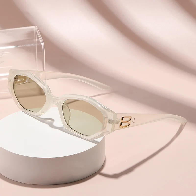 نظارات شمسية متعددة الأضلاع ريترو عصرية بإطار مربع صغير وجه مستدير نظارات شمسية نحيفة مخصصة للشارع 6102