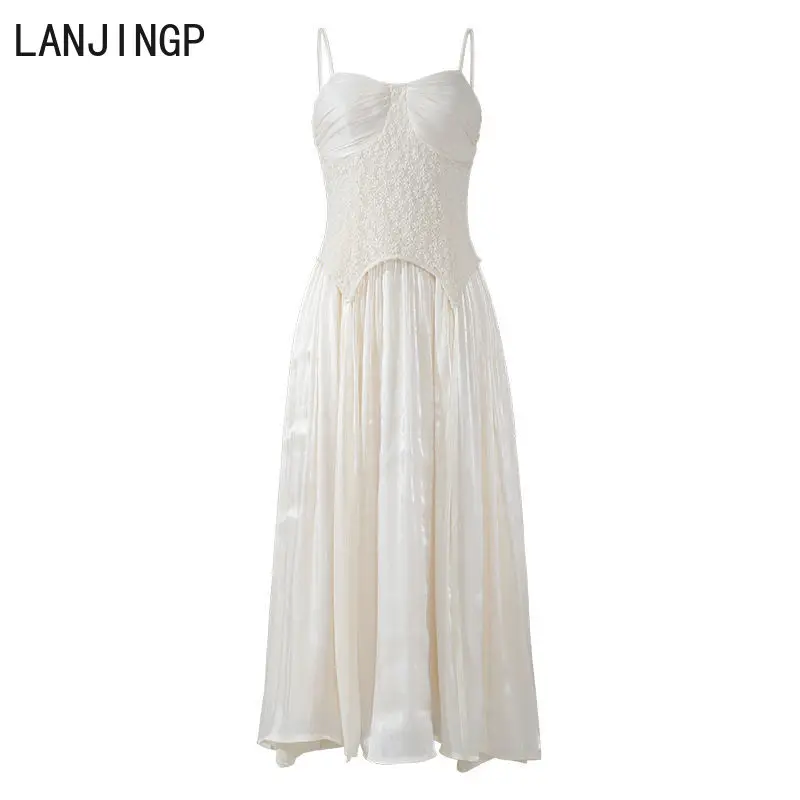 

French Elegant Lace Suspender Dress 2025 New Spring and Summer Women's Retro Sexy and Advanced