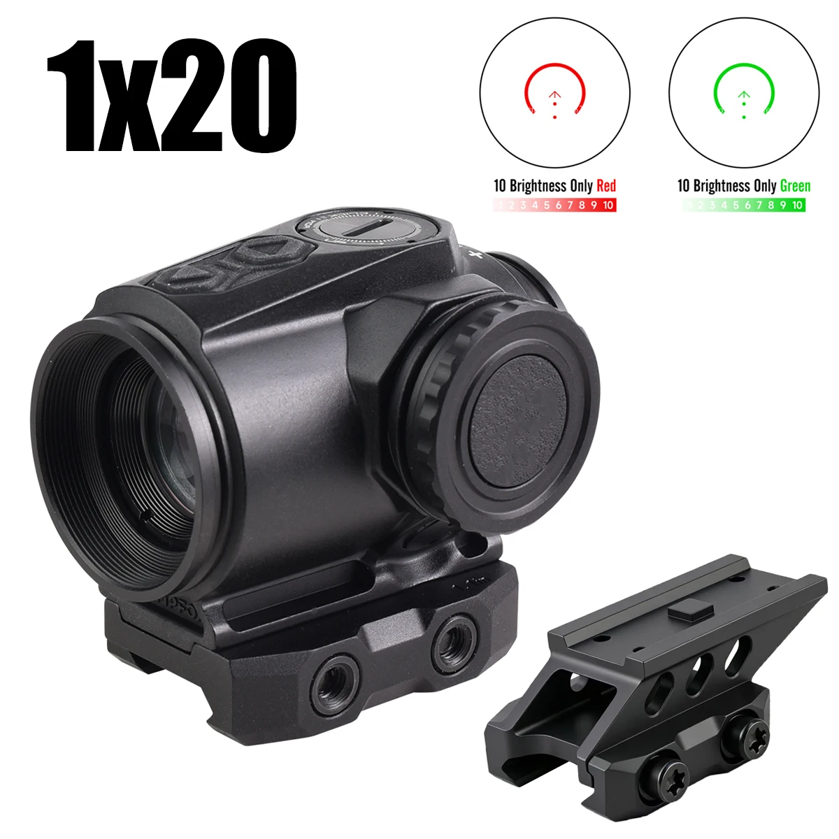 Tactical 1x20 Prism BRC/6 MOA Reticle Green Red Dot Sight Hunting Compact Collimator with Shake Awake for Picatinny Rail