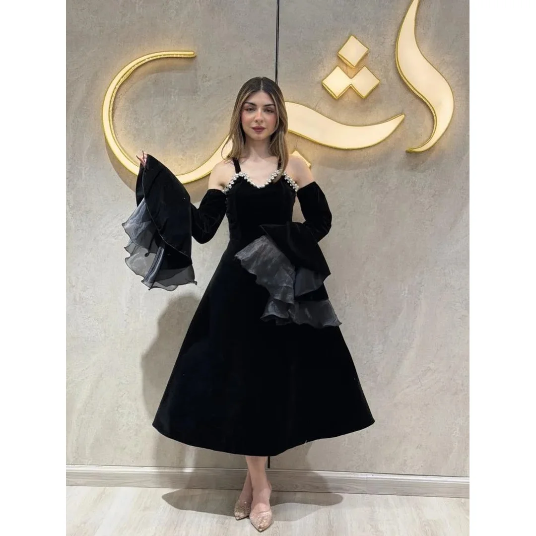 

Clara Custom Black Sweetheart A Line Off the Shoulder Woman Party Dresses for Luxury Party Women's Evening Dress for Weddings
