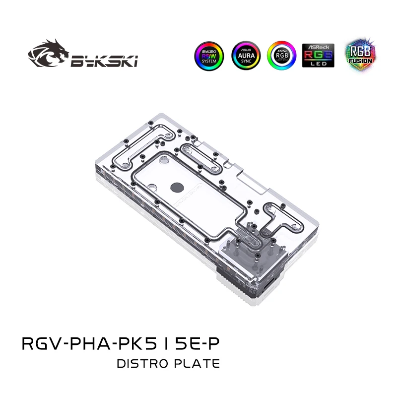 BYKSKI Acrylic Board Water Channel Solution Use for PHANTEKS 515E Case for CPU and GPU Block / 3PIN RGB Light / Intead Reservoir