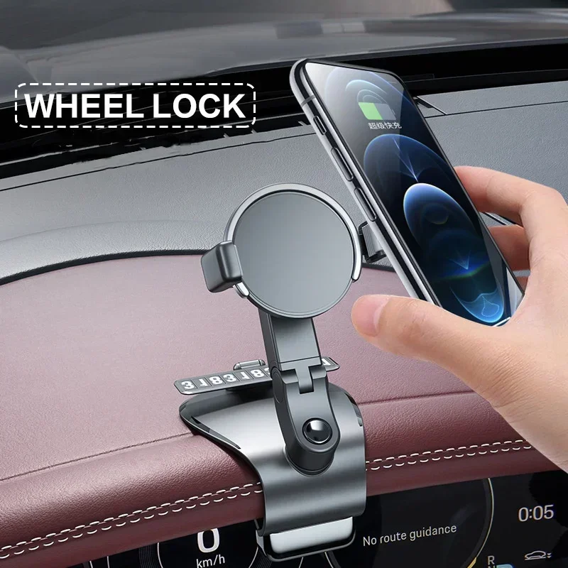 Universal Car Phone Holder Adjustable Dash Mount 1200 Degree Rotation Safe Grip for Smartphones Black Green Auto Accessory