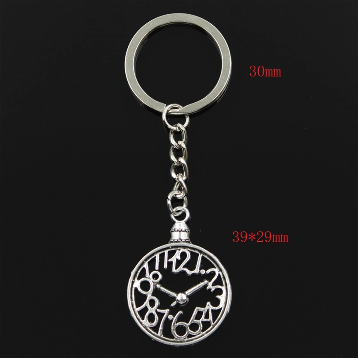 Fashion Keychain 39x29mm Pocket Watch Silver Color Pendants DIY Men Jewelry Car Key Chain Ring Holder Souvenir For Gift