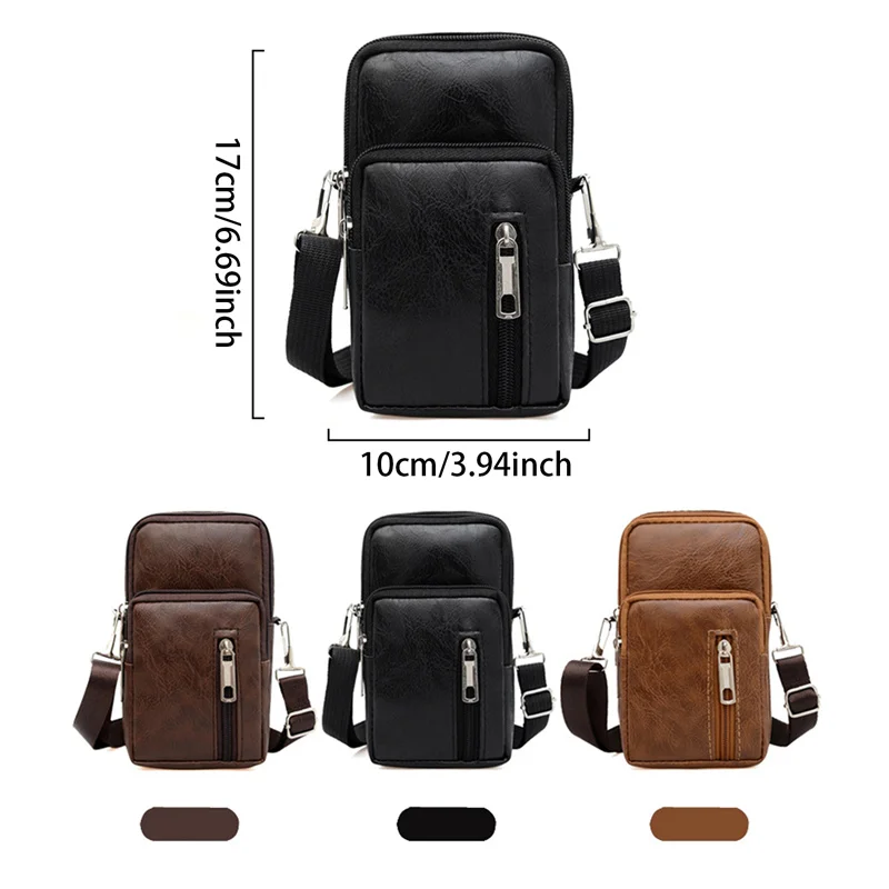 Men\'S Shoulder Bag Multi-Function Leather Messenger Bag Casual Crossbody Bags High Quality Male Purse Phone Men\'S Chest Pack