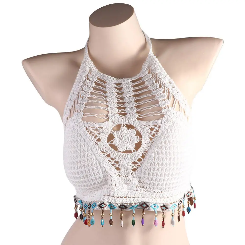 Beachwaer Slim Hot Tops Sleeveless Bohemia Style Vest Knitted Bikinis Female Embroidery Camisole Women Crochet Swimsuit