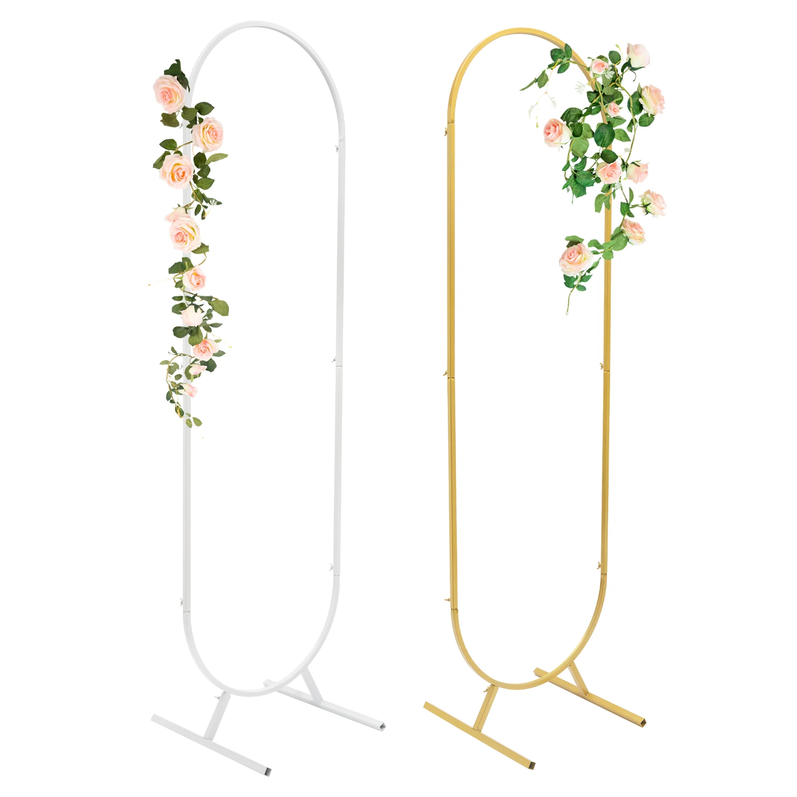 Imagem -04 - Ouro e Branco Arco Backdrop Stand Casamento Balão Arqueado Backdrop Quadro Oval Decoração de Cerimônia 2m 6.56ft