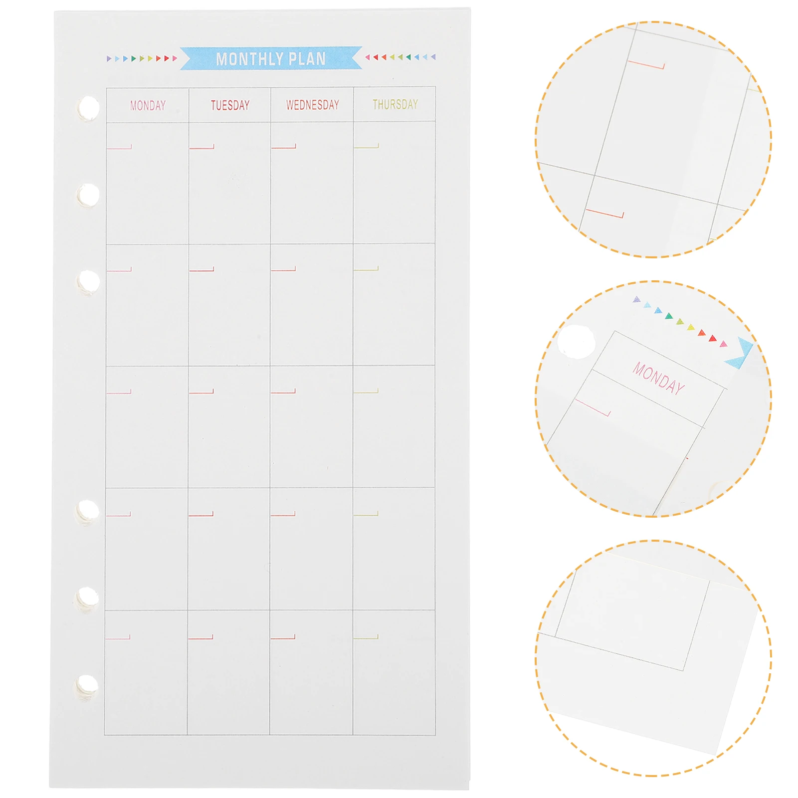

40 Sheets 6 Holes Paper Refills Paper Refills Smooth Surface Writing Travel Notebook Binder 6 Holes Grid Papers Use