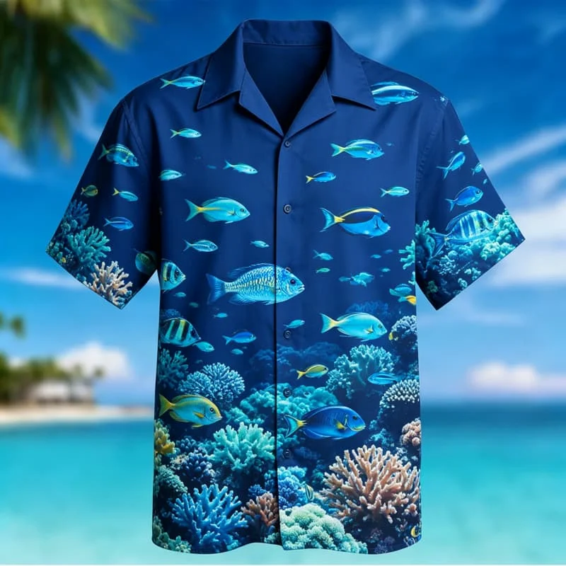 Men's Exotic Animal Printed Short Sleeved shirt, Wild And Energetic style, Suitable For Hiking And Holiday Outings