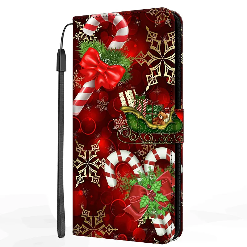 Christmas Leather Cover For iPhone 6 6S 7 8 Plus 11 12 Pro Max 6SPlus Case Flip Wallet Phone Cover for iPhone SE 2020 2016 Coque