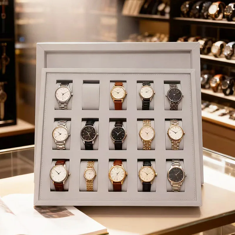 

Элегантный поднос для механических часов большой вместимости, витрина для демонстрации часов, изысканный демонстрационный поднос для часов, реквизит для прямых трансляций
