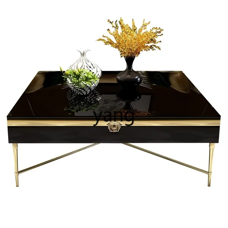 

L'm m light luxury high-end fashion black and gold coffee table combination