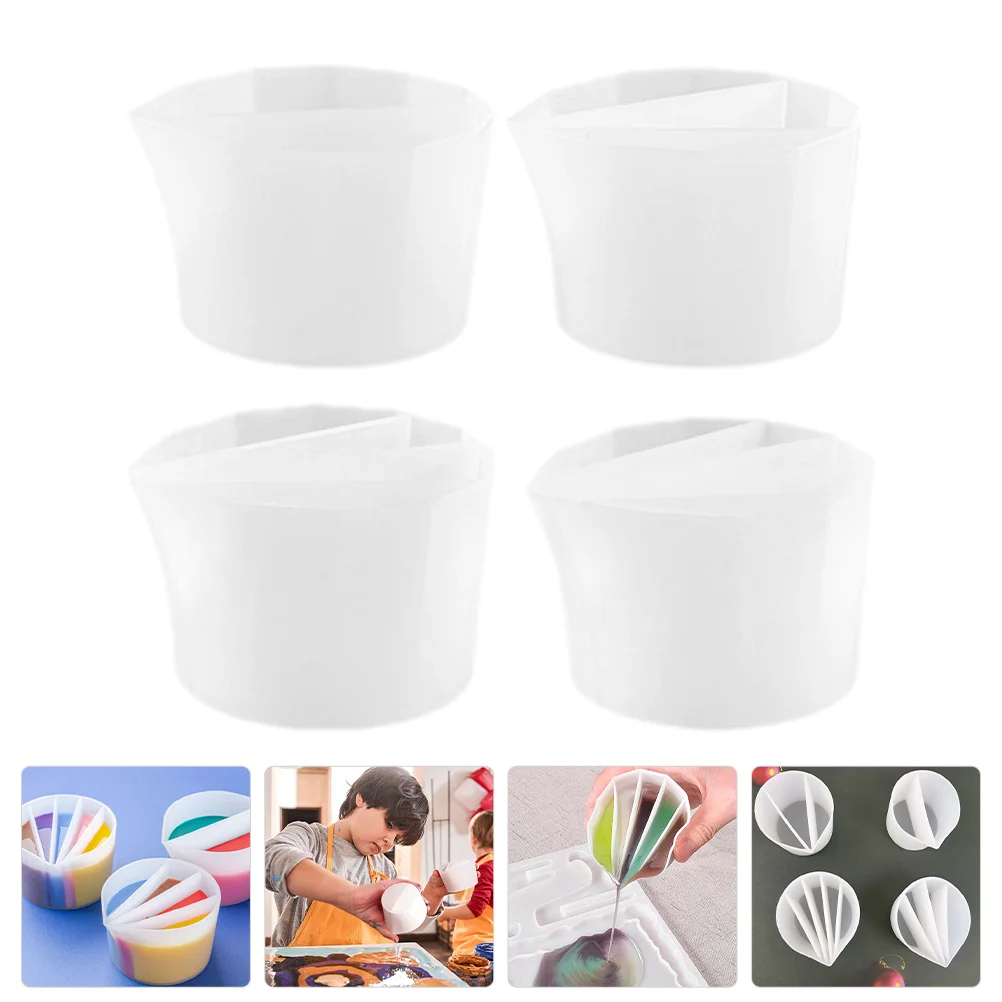 4pcs Silicone Mixing Cups For Resin Art Diy Epoxy Crafts Pigment Holder Color Mixing Cup Practical Tool Kit Jewelry Making