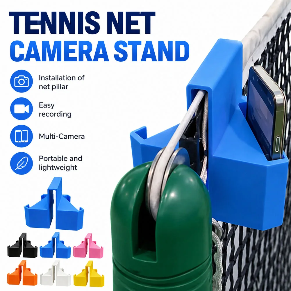 Padel Tennis Hanging Camera Mount Dual Perspective Hanging Tennis Net Phone Stand Tennis Recording Mount Phone Action Holder