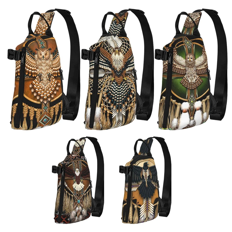 American Beadwork Owl Mandala Shoulder Bags Chest Cross Chest Bag Diagonally Casual Messenger Bag Travel Handbag