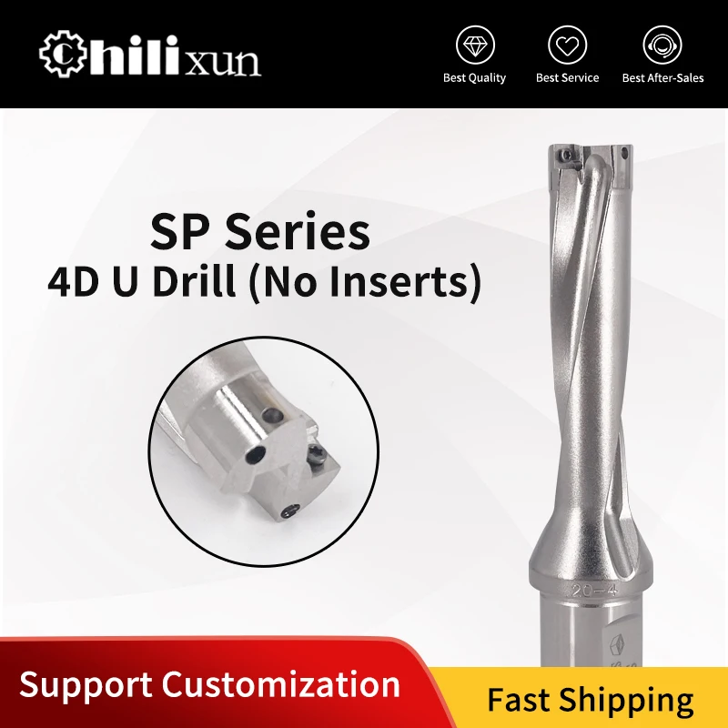 

HILIXUN SP Series 4xD Extra Long U Drill Bit Coolant Through Holder Indexable Carbide Insert CNC Deep Drilling