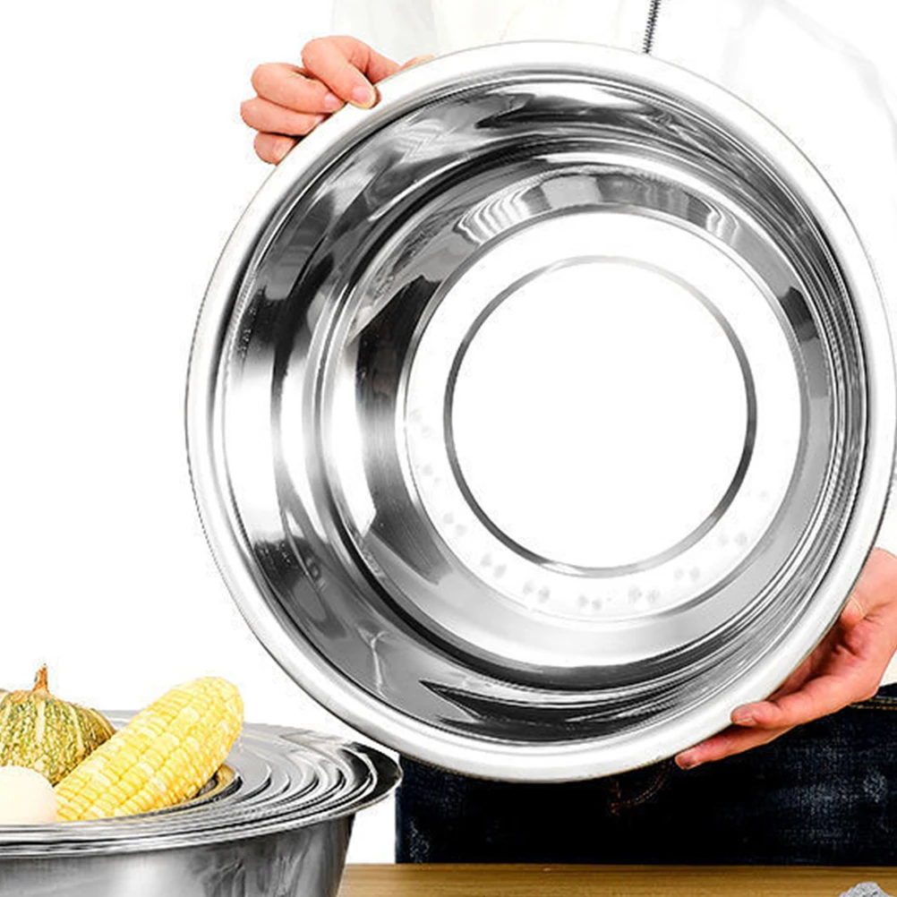 

1pc Stainless Steel Basin 304 Grade Soup Bowl Vegetable Washer Mixing Dish Easy Clean Kitchen Tableware Storage Stackable