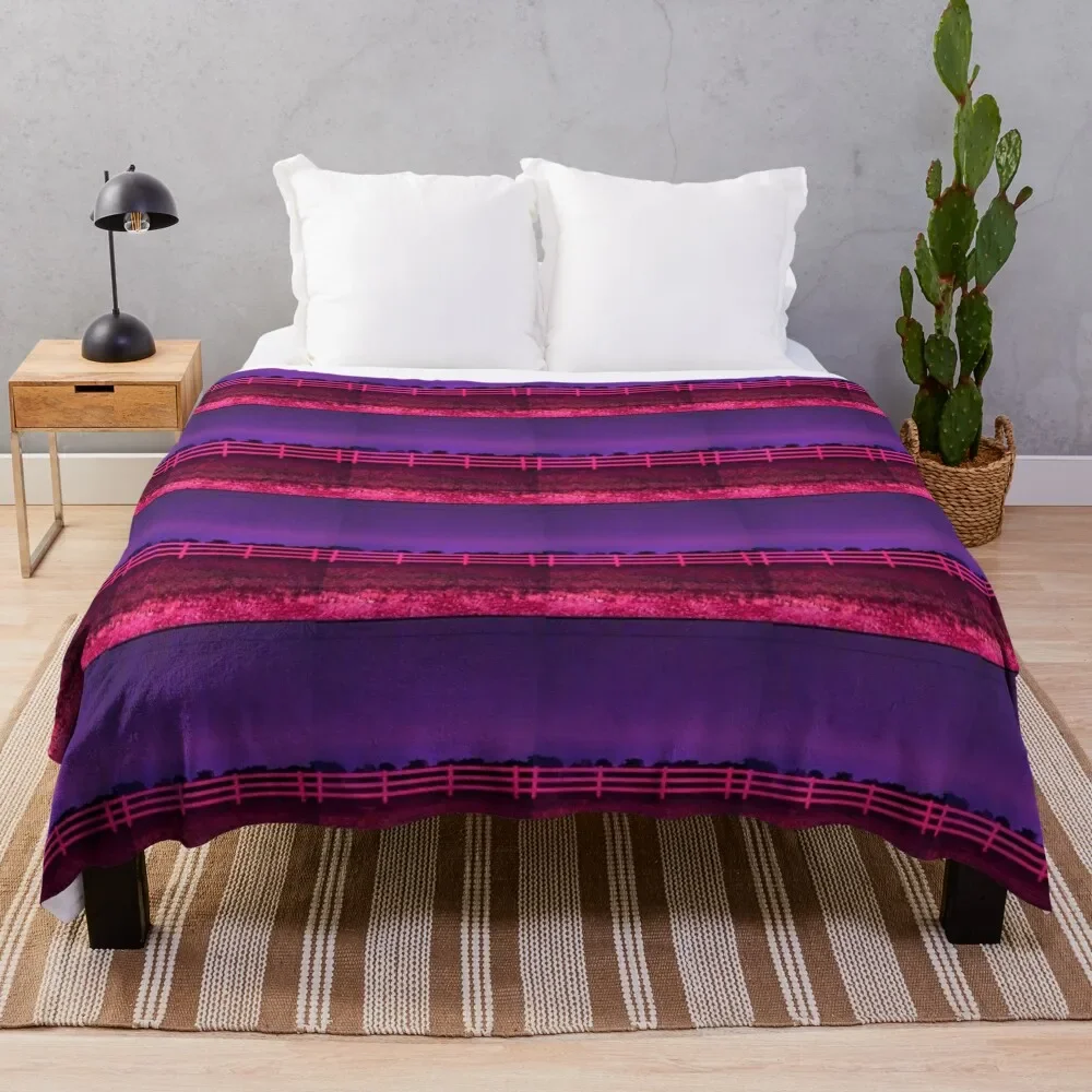 Pink and Purple Farmscape Throw Blanket Luxury Thicken Flannels Blankets