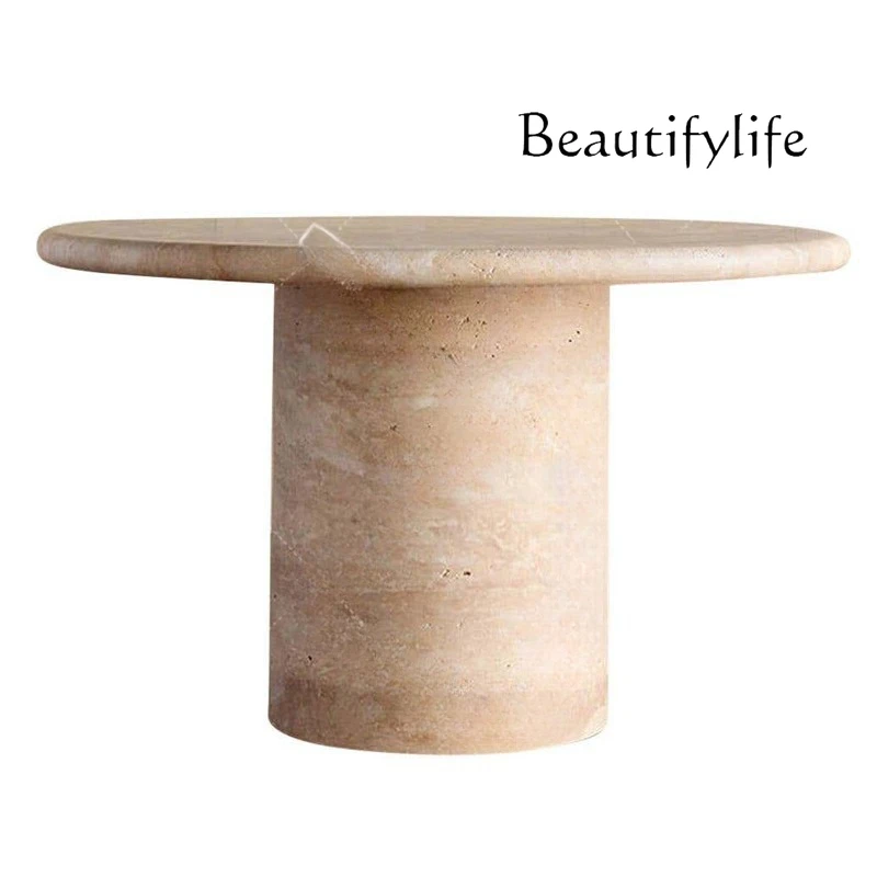 

Italian minimalist marble round dining table natural travertine round stone