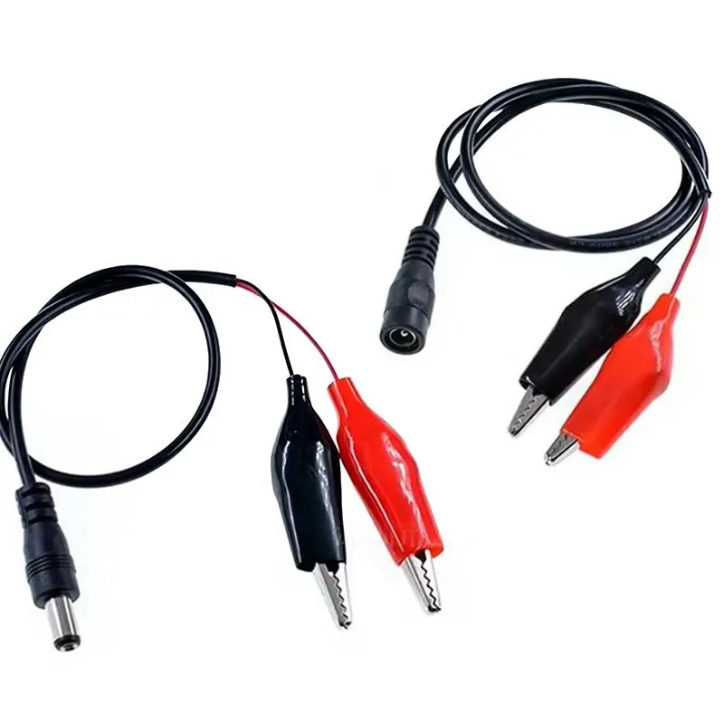 Easy to Use Alligator Clip to DC Plug Adapter 2Pcs 55x21mm Male Female Test Leads for Electronics Beginners