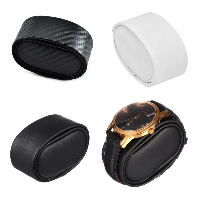 Commercio all\'ingrosso Nero Bianco Pelle Scamosciata Orologio Cuscini Cuscino Orologio per il Caso Scatola di Immagazzinaggio Orologio Da Polso Del