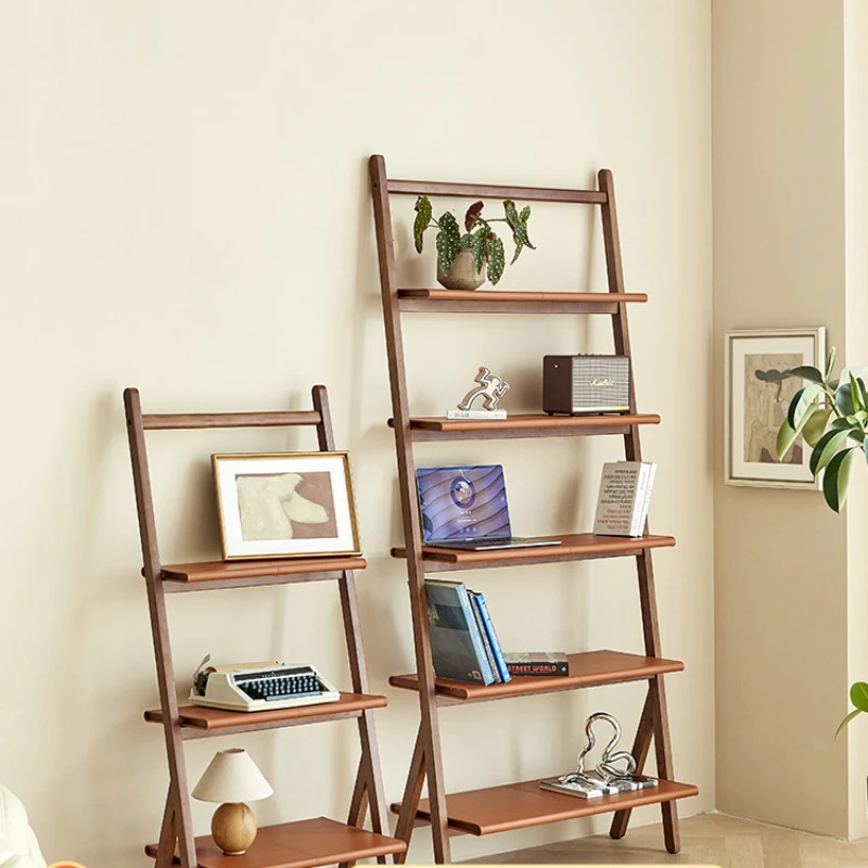 

Saddle leather bookshelf, ancient replica shelf, floor-to-ceiling, multi-layer storage