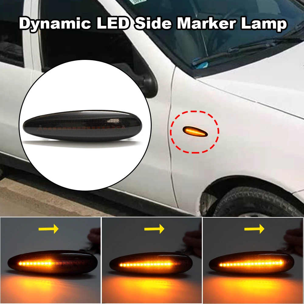 For Fiat Palio Albea Croma II Bravo Marea Siena Strada For Maserati 4200 Grandsport LED Dynamic Side Marker Turn Signal Lights view 2
