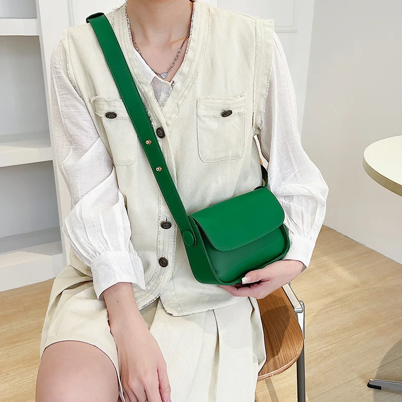 Fashion Trend Crossbody Bags for Women Green Solid Flap Shoulder Bag Designer Handbags and Purses Small Women Messenger Bag