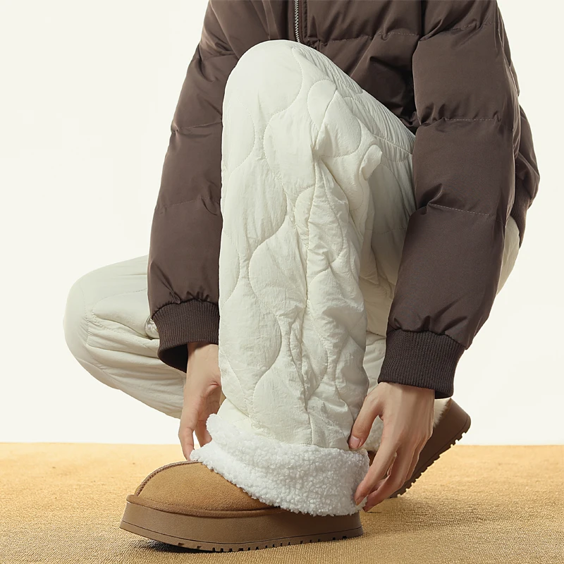 Men Velvet Thick Casual Wide Leg Pants Winter Mens Outerwear Fleece Warm Pants Men Loose Oversize Thermal Straight Trousers