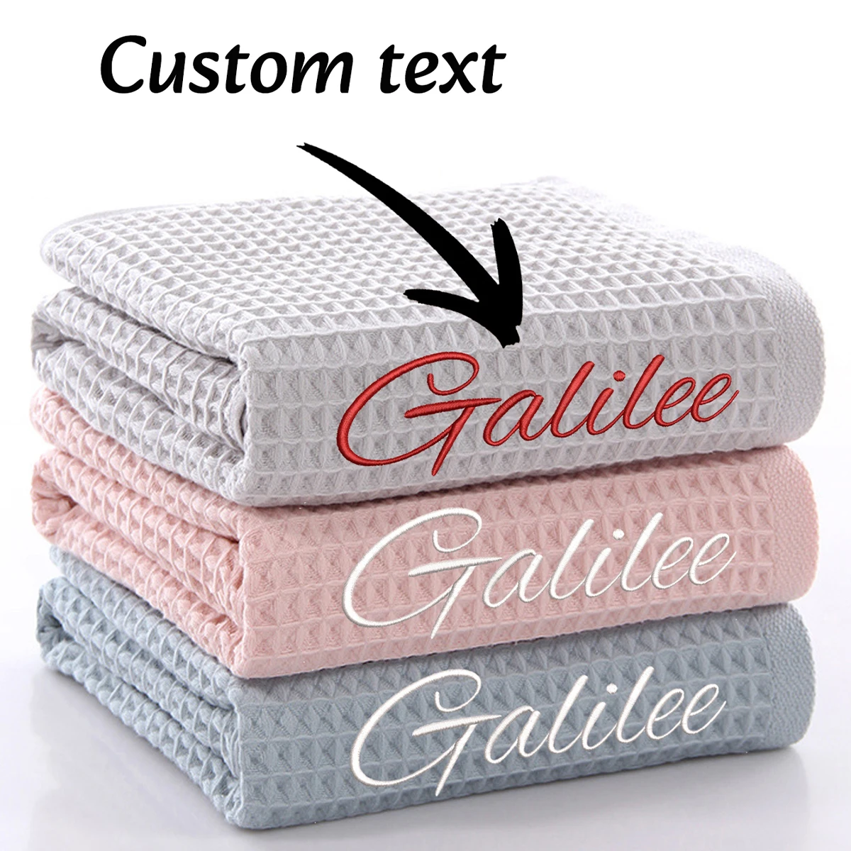 1pc Personalized Towel with Embroidered Text -Highly Absorbent & Super Soft Cotton Bath Sheets for Spa, Gym, Pool and Hotels，Pur