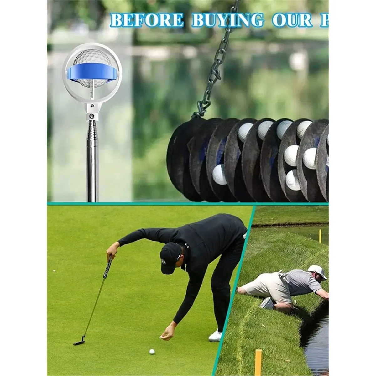 (AD12) Tools Telescopic Golf Ball Retriever Retracted Golf Pick Up Automatic Loc Scoop Pic Golf Ball Catcher