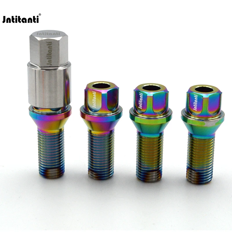 Jntitanti Gr5 titanium wheel bolt screw M12M14x1.25/1.5x28-45mm Anti-theft Free cone washer seat JK5J for Germany European  cars