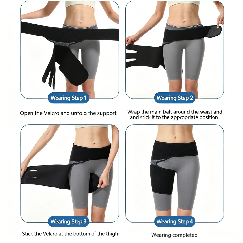1PCS Breathable Hip Compression Wrap for Groin & Thigh Support, Adjustable Sciatica Relief Brace to Stabilize Hamstring Muscles